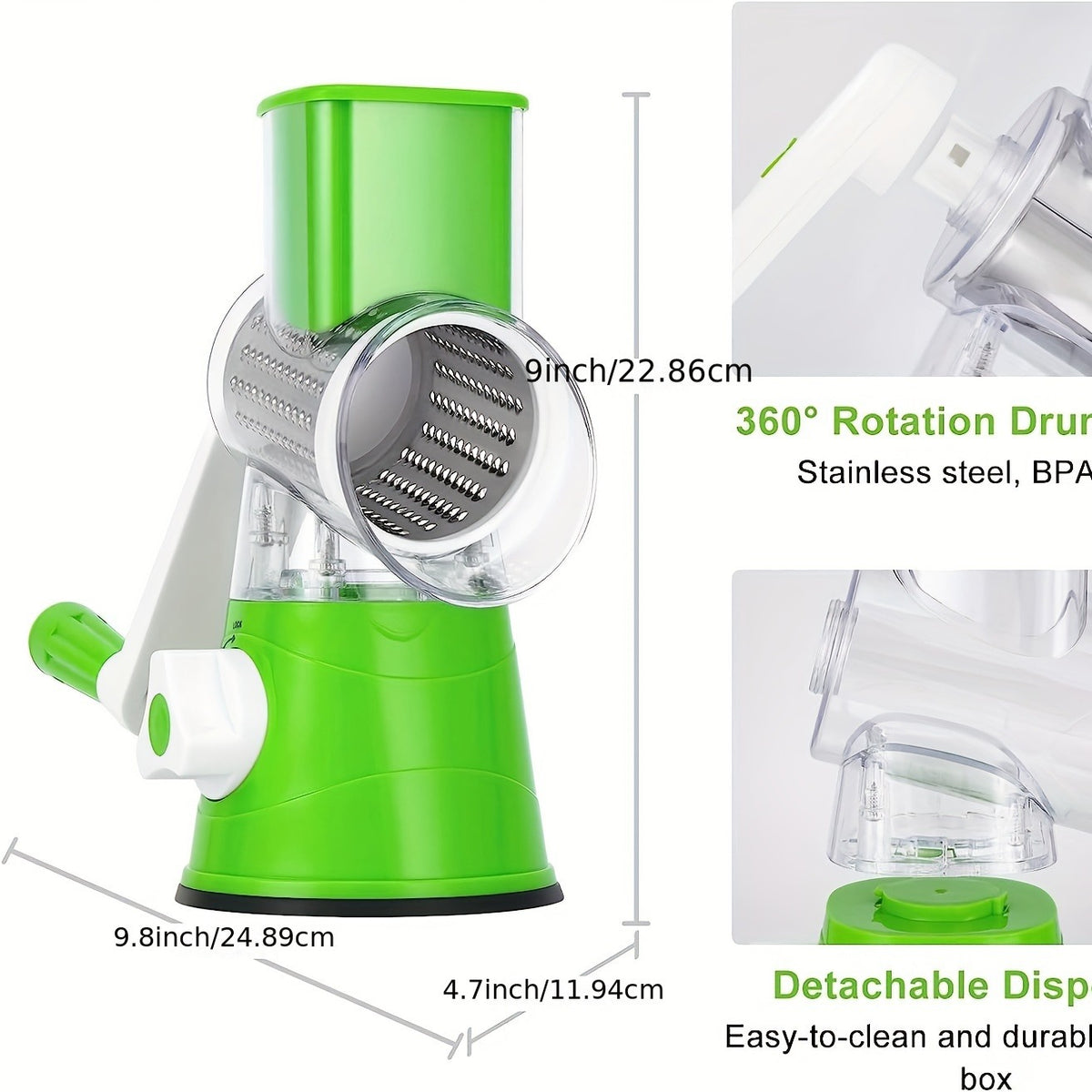 3‑in‑1 Vegetable Cutter & Drum Grater | Round Slicer