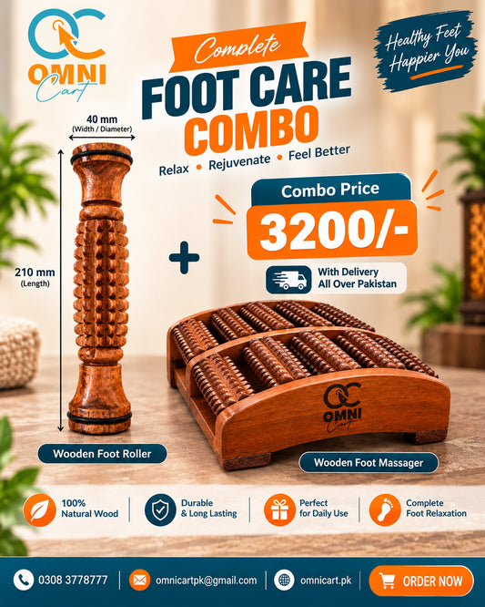 Wooden Foot Massager | Wooden Foot Roller – Complete Foot Care Combo