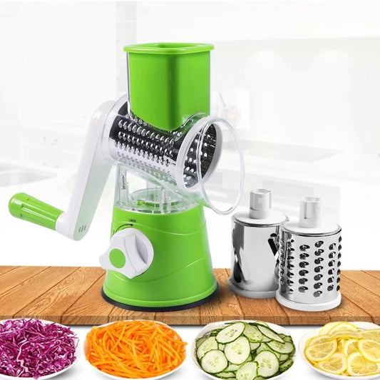 3‑in‑1 Vegetable Cutter & Drum Grater | Round Slicer