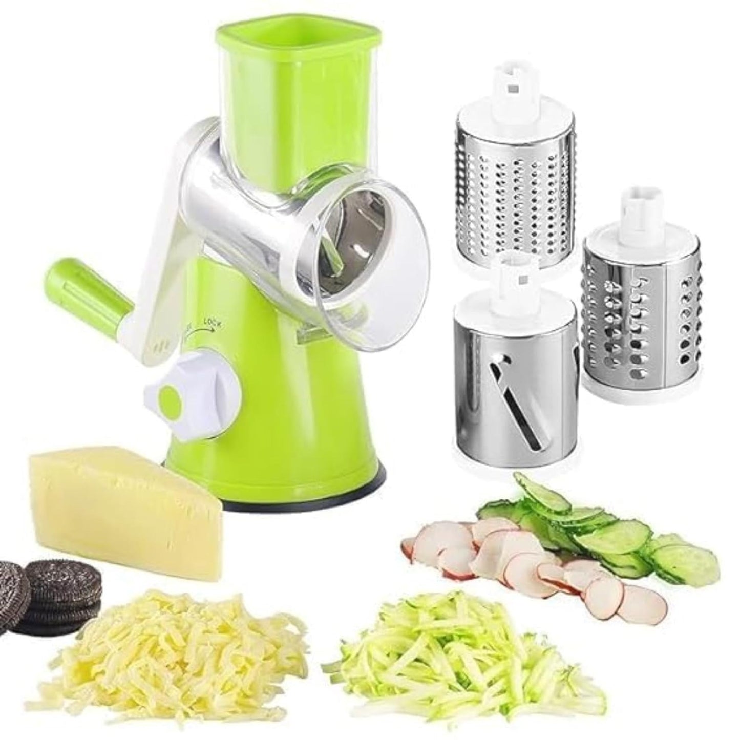 3‑in‑1 Vegetable Cutter & Drum Grater | Round Slicer