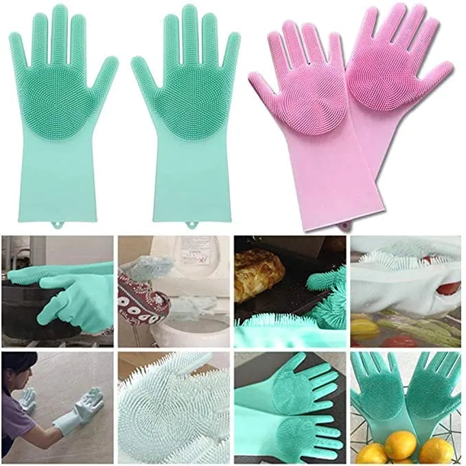Silicone Dishwashing &amp; Cleaning Pair Gloves