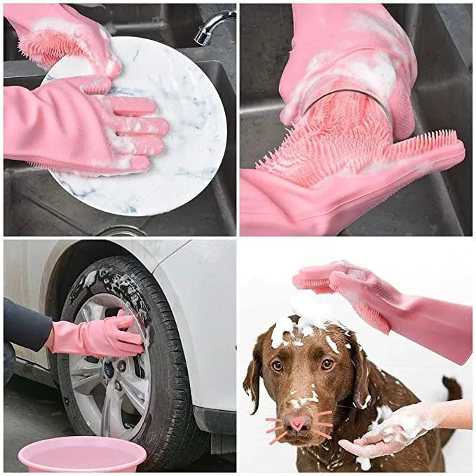 Silicone Dishwashing &amp; Cleaning Pair Gloves